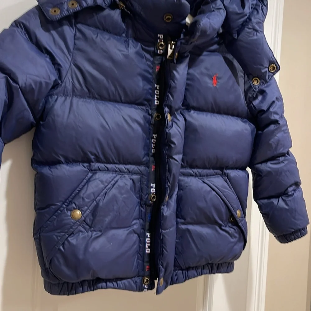 Ralph Lauren kids logo embroidered hooded padded jacket